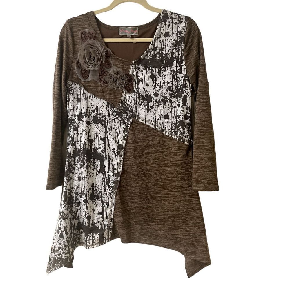 Pretty Angel tunic top shades of brown sz Small
